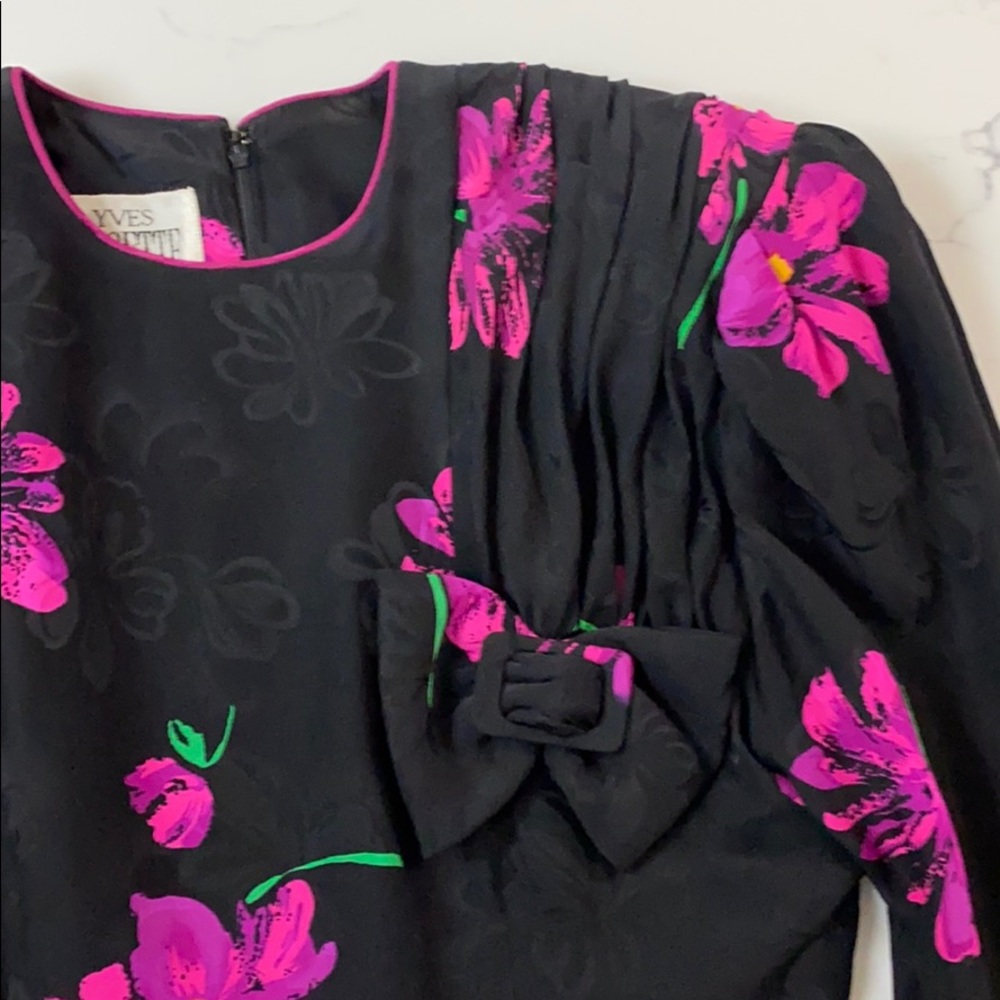Yves Cossette vintage dress 100% silk floral print